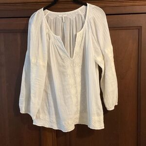 Joie White Blouse with Embroidered Details